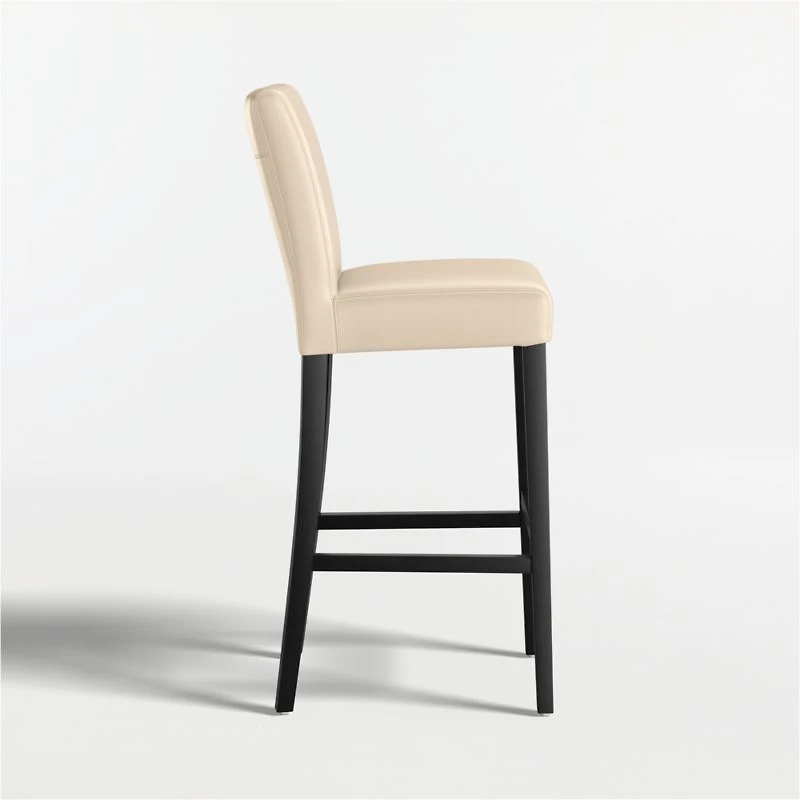 Lowe Tan Leather Bar Stool with Ebony Wood Legs