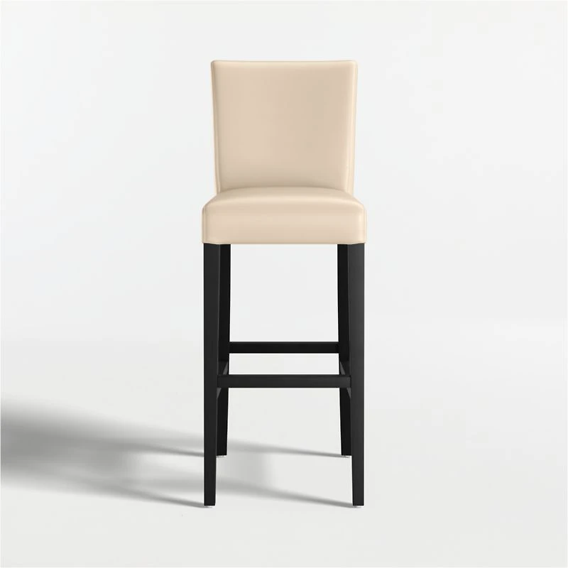 Lowe Tan Leather Bar Stool with Ebony Wood Legs