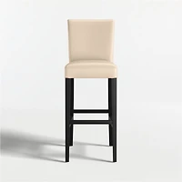 Lowe Tan Leather Bar Stool with Ebony Wood Legs