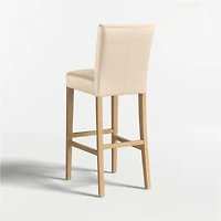 Lowe Tan Leather Bar Stool with Natural Wood Legs