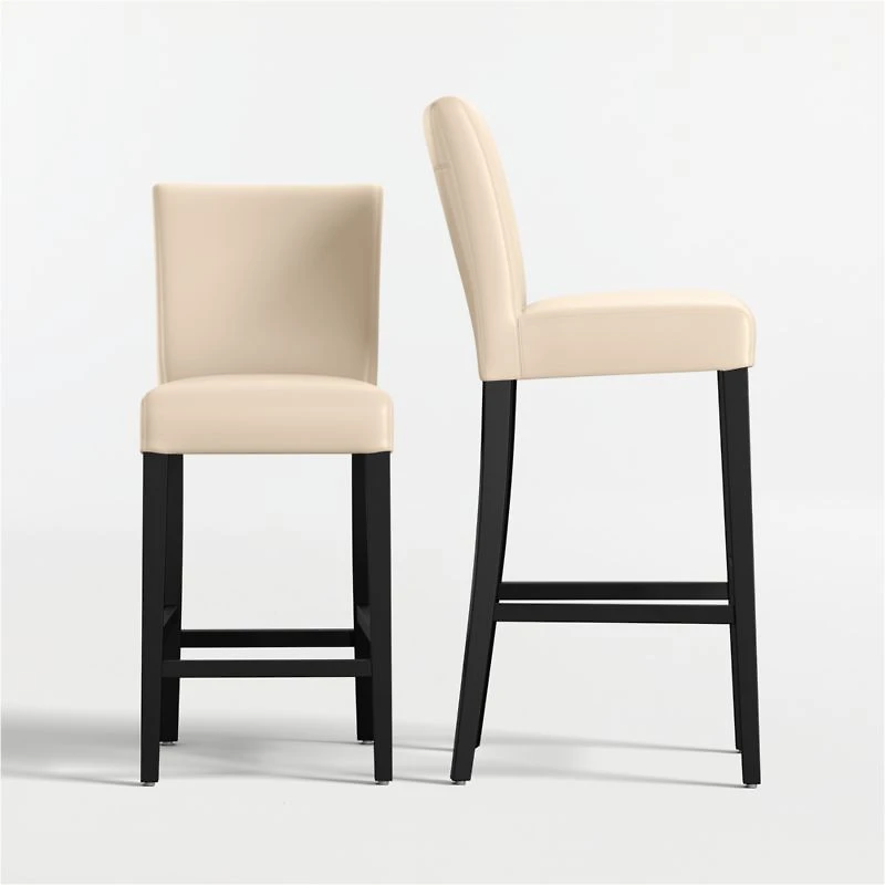 Lowe Tan Leather Bar Stool with Ebony Wood Legs