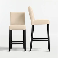 Lowe Tan Leather Bar Stool with Ebony Wood Legs