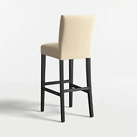 Lowe Taupe Upholstered Bar Stool with Ebony Wood Legs
