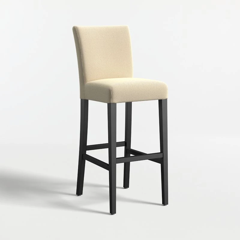 Lowe Taupe Upholstered Bar Stool with Ebony Wood Legs