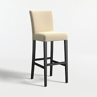 Lowe Taupe Upholstered Bar Stool with Ebony Wood Legs