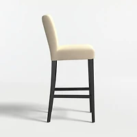 Lowe Taupe Upholstered Bar Stool with Ebony Wood Legs