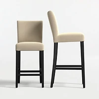 Lowe Taupe Upholstered Bar Stool with Ebony Wood Legs