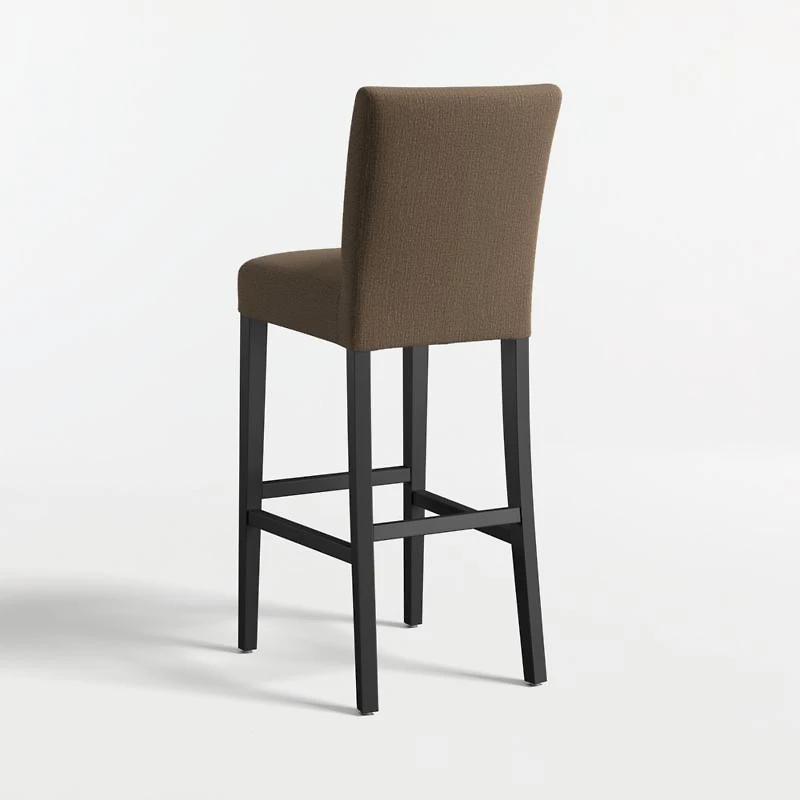 Lowe Truffle Upholstered Bar Stool with Ebony Wood Legs