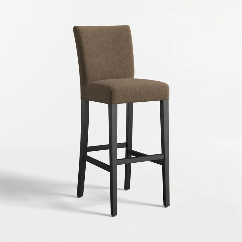 Lowe Truffle Upholstered Bar Stool with Ebony Wood Legs