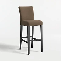 Lowe Truffle Upholstered Bar Stool with Ebony Wood Legs