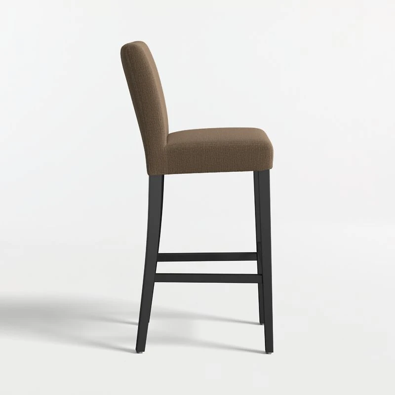 Lowe Truffle Upholstered Bar Stool with Ebony Wood Legs