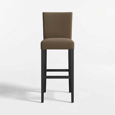 Lowe Truffle Upholstered Bar Stool with Ebony Wood Legs