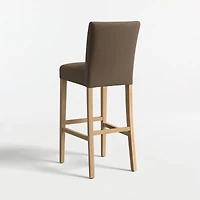 Lowe Truffle Upholstered Bar Stool with Natural Wood Legs