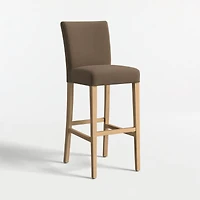 Lowe Truffle Upholstered Bar Stool with Natural Wood Legs