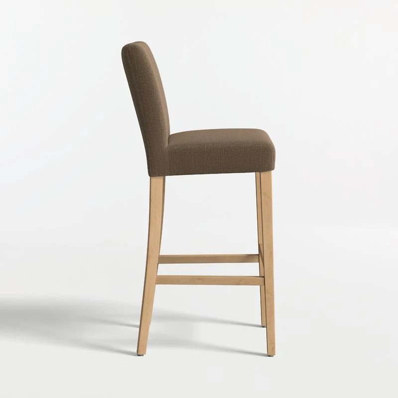 Lowe Truffle Upholstered Bar Stool with Natural Wood Legs