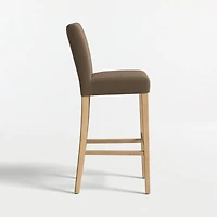 Lowe Truffle Upholstered Bar Stool with Natural Wood Legs