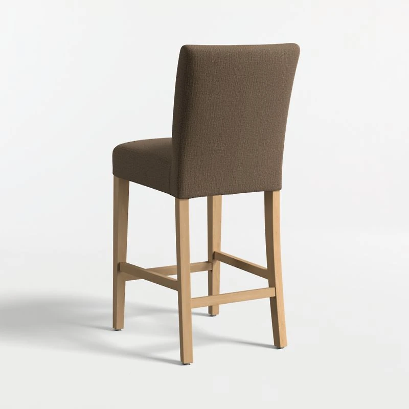 Lowe Truffle Upholstered Counter Stool with Natural Wood Legs