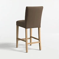 Lowe Truffle Upholstered Counter Stool with Natural Wood Legs