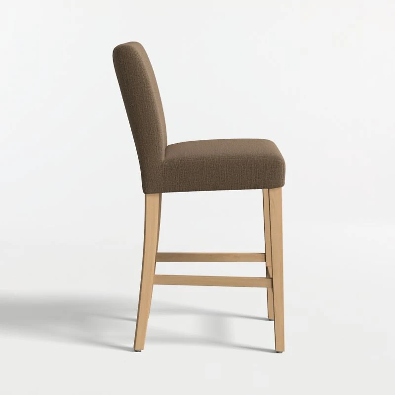 Lowe Truffle Upholstered Counter Stool with Natural Wood Legs