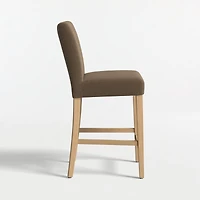 Lowe Truffle Upholstered Counter Stool with Natural Wood Legs