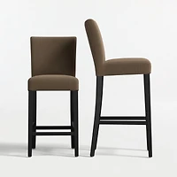 Lowe Truffle Upholstered Bar Stool with Ebony Wood Legs