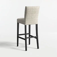 Lowe Topaz Check Upholstered Bar Stool with Ebony Wood Legs