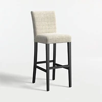 Lowe Topaz Check Upholstered Bar Stool with Ebony Wood Legs