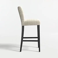 Lowe Topaz Check Upholstered Bar Stool with Ebony Wood Legs
