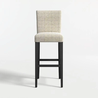Lowe Topaz Check Upholstered Bar Stool with Ebony Wood Legs