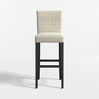 Lowe Topaz Check Upholstered Bar Stool with Ebony Wood Legs