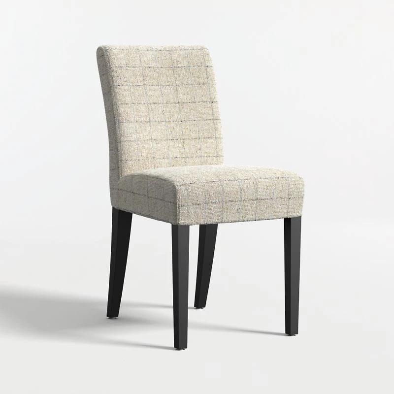 Lowe Topaz Check Upholstered Dining Chair with Ebony Wood Legs