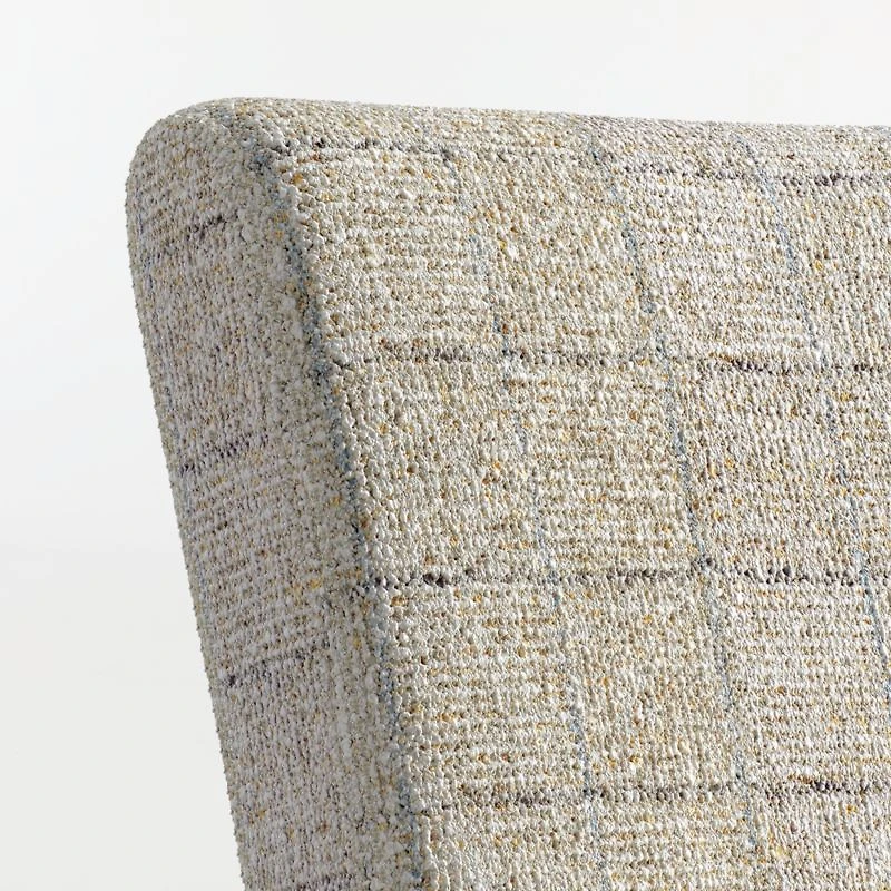 Lowe Topaz Check Upholstered Bar Stool with Natural Wood Legs