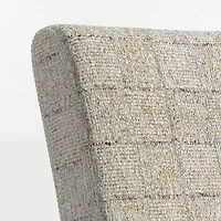 Lowe Topaz Check Upholstered Bar Stool with Natural Wood Legs