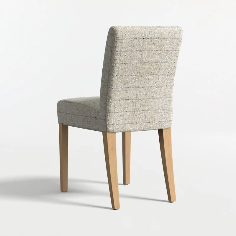 Lowe Topaz Check Upholstered Dining Chair with Natural Wood Legs