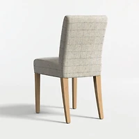 Lowe Topaz Check Upholstered Dining Chair with Natural Wood Legs