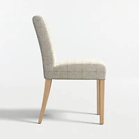 Lowe Topaz Check Upholstered Dining Chair with Natural Wood Legs