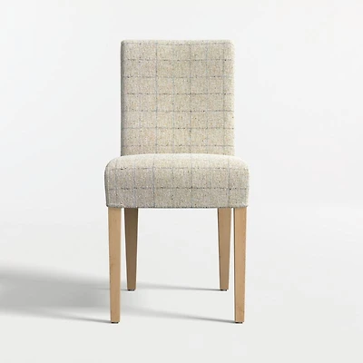 Lowe Topaz Check Upholstered Dining Chair with Natural Wood Legs