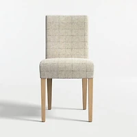 Lowe Topaz Check Upholstered Dining Chair with Natural Wood Legs