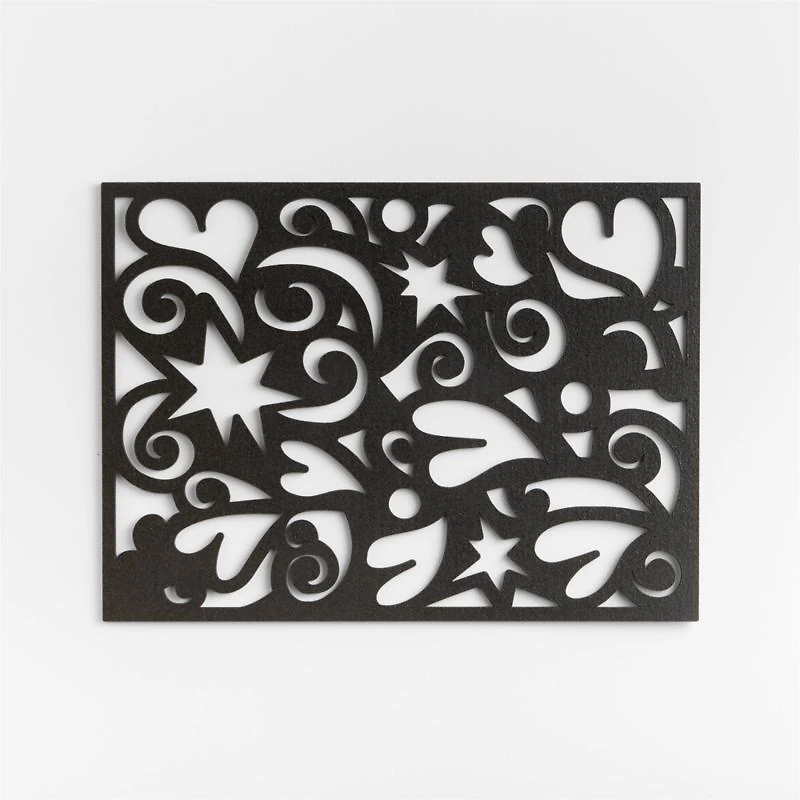 Heart Dance Reversible Black Laser-Cut Cork Placemat by Lucia Eames