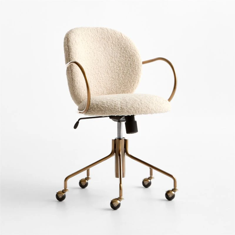 Luna Ivory Boucle Upholstered Office Chair