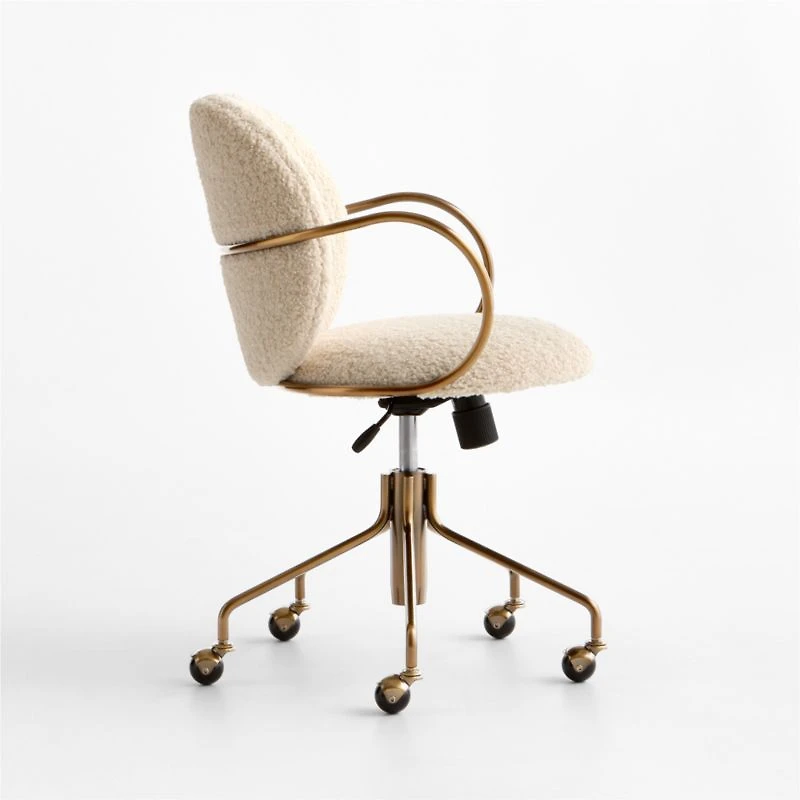 Luna Ivory Boucle Upholstered Office Chair