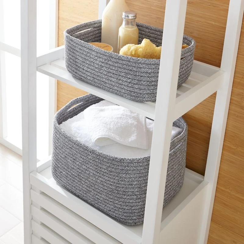 Lupe Grey Large Braided Basket