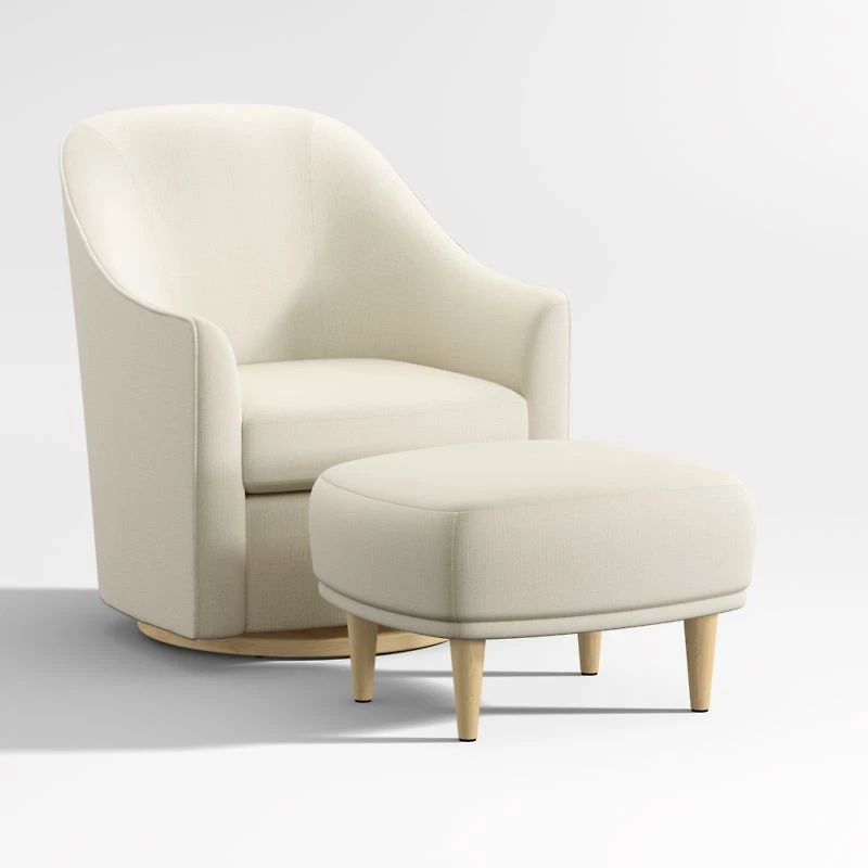 Lyric Natural Curved Nursery Swivel Nursery Glider Chair