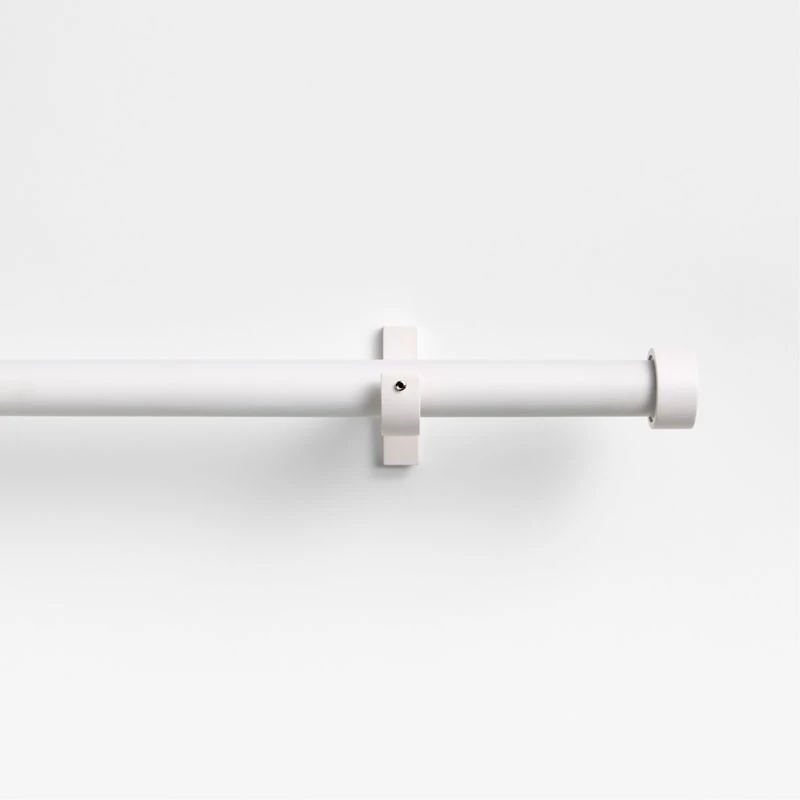 Matte White 1" Curtain Rod and End Cap Finials Set 120"-170"