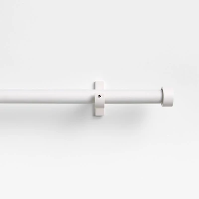 Matte White 1" Curtain Rod and End Cap Finials Set 120"-170"