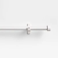 Matte White 1" Curtain Rod and End Cap Finials Set 120"-170"
