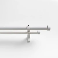 Matte 1" Double Curtain Rod and End Cap Finials Set 88"-120