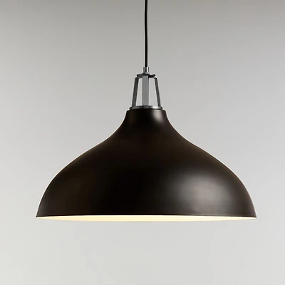 Maddox Black Bell Large Pendant Light with Nickel Socket