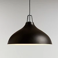Maddox Black Bell Large Pendant Light with Nickel Socket