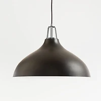 Maddox Black Bell Large Pendant Light with Nickel Socket